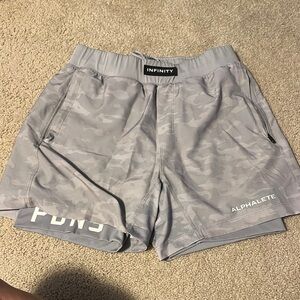 Alphalete Gray Athletic Shorts Lightweight Elastic Waistband